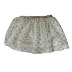 Hanna Andersson White Gold Heart Tulle Skirt size 85